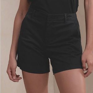 Black Flat Front Chino Shorts